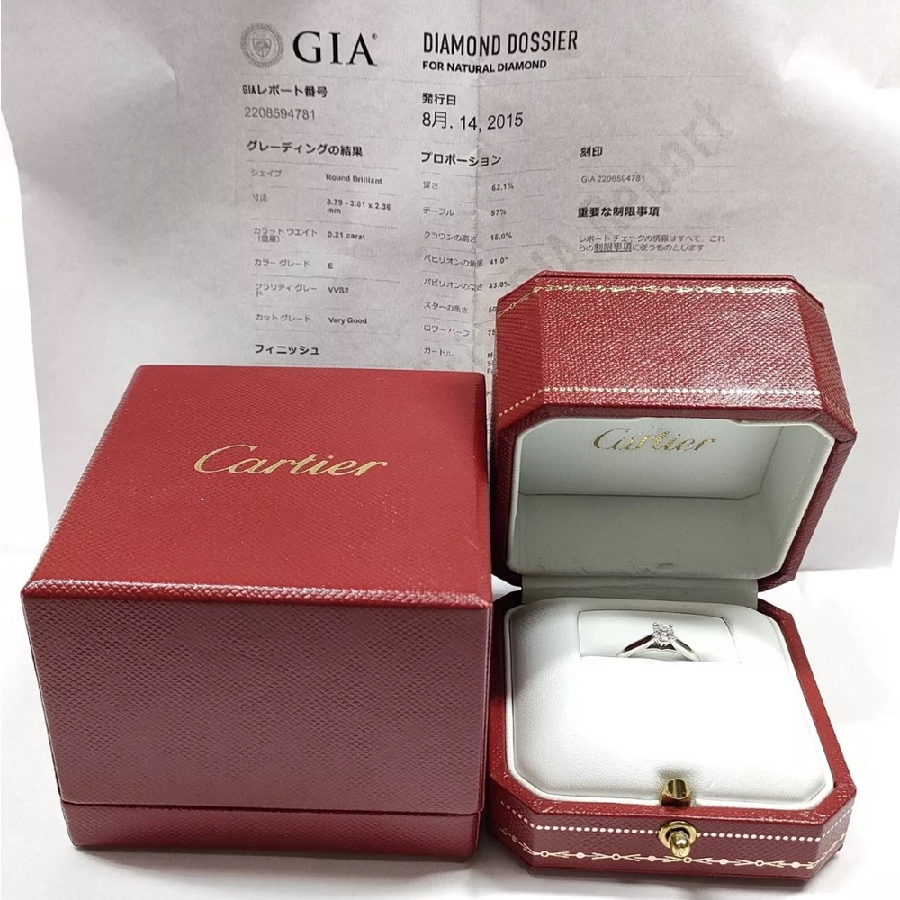 Cartier 1895 1/4 Carat VVS2/E GIA Natural Diamond Platinum Engagement Ring Sz 46 - Picture 16 of 16
